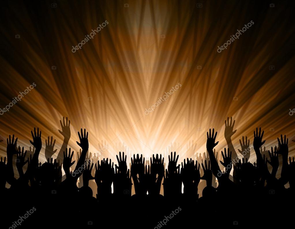 Linedance-Gruppe mit einheitlichen Hoodies auf der Bühne